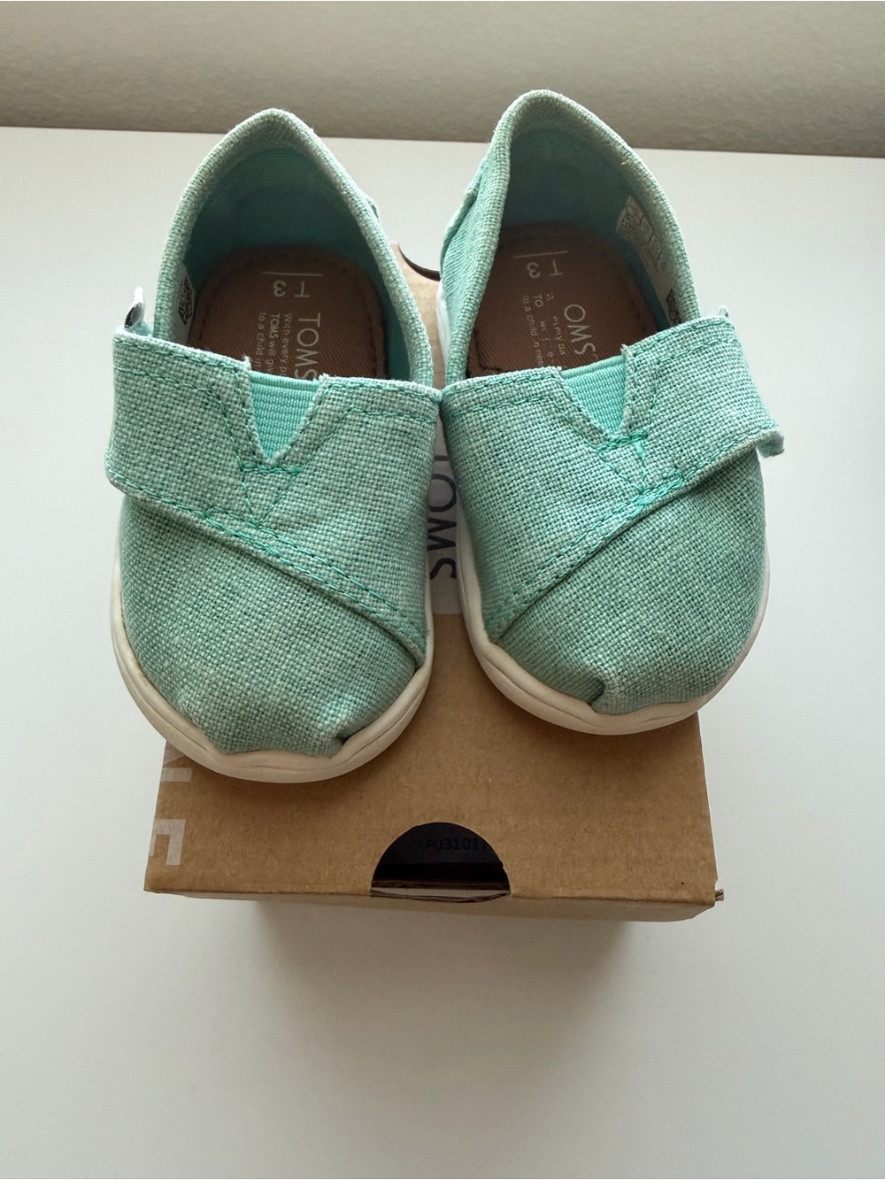 Toms Kids Slip-On Walker in Mint Green Canvas